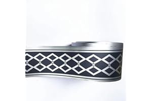 VisitRyl Black Silver Wallpaper Border Self Adhesive Wall Tiles Decorative, Peel and Stick Wall Border Bathroom Stickers Black Silver Grid 12cm X 1000cm