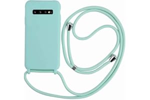 2ndSpring Coque avec Collier Compatible avec Samsung Galaxy S10 Plus,Tour de Cou Lanière en Corde Pendentif Housse,Silicone Souple Menthe Verte