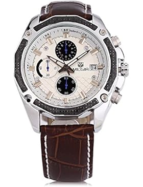 Leopard Shop megir M2015Herren Quarz Armbanduhr Chronograph Datum Display 30m Wasser Widerstand Leder Strap...