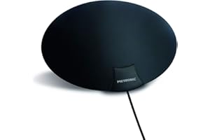 Metronic 416962 - Antena Interior TV Potente para Canales TDT gratuitos, Ultrafina, Gran Alcance, 1080P 4K, UHD, HDTV, TV Digital, Compatible 4G/5G, DVBT/DVB-T2, Cable coaxial 3 Metros, Blanco/Negro