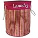 Price comparison product image JVL Round Fabric Laundry Bag (Hot Pink with Stripes)