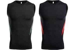 HomyComy Débardeur de Compression pour Hommes Tank Top Sleeveless Shirt sans Manches Maillot Séchage Rapide Respirant Tee de Musculation Running
