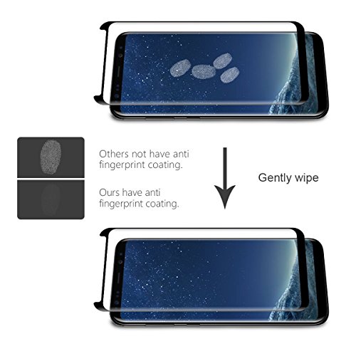 MaxKu Samsung Galaxy S8 Plus Panzerglas schutzfolie,Premium gehärtetes Glas Displayschutzfolie [Hülle Freundlich] [3D Deckung] [Kante zu Kante] Stärke HD Crystal Clear mit 1x frei Rückseite Karbonfaser Folie für Samsung Galaxy S8 Plus S8+ – Schwarz - 4