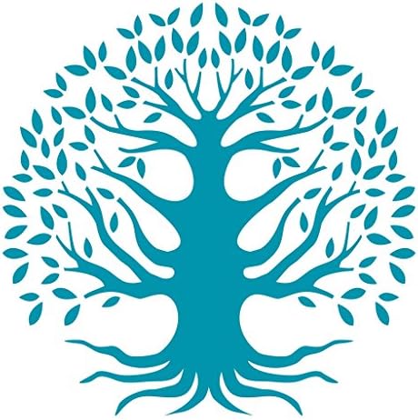 Metal Monkey Stickers Tree of Life Knowledge Glass Etch or Stained Glass Effect Sticker 40cm Sky Blue