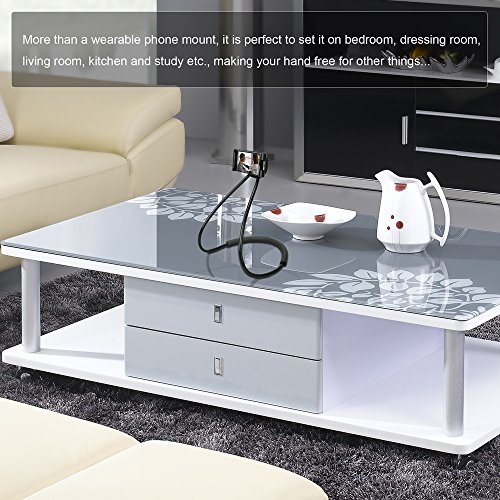 Cellulari Supporto Nero, Letone Neck Phone Support Girevole 360 Rotazione Collo Supporto per Appeso per iphone, Samsung, Huawei Smartphone Universale, per Auto, Divano, Cucina, Ufficio