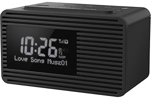 Panasonic RC-D8EG-K - Radiosveglia Digitale DAB+, Ampio Display, Tasto Snooze, Doppio Timer, Ricarica per Smartphone con Porta USB, Timer Sleep