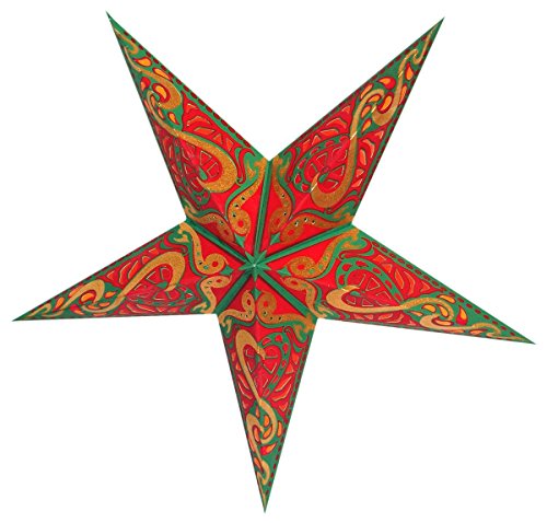 Weihnachtsstern / Papierstern Lampenschirme mit funkelnden dekorativen Designs in Handarbeit ANTARES – Rot - 2