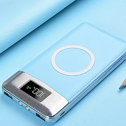 Iphonex Wireless Charging Power Bank, Apple 8Plus Mobile Power, Samsung S8 Mobile Phone, QI Fast Charging, Thin And Light With LED Flashlight, 10000 Ma, Digital Display USB Output, Surface Striae,Blue,Applereceiver