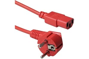 ACT Câble d'alimentation Schuko - C13-1,8 m - 1,8 m - Rouge - (AK5130)