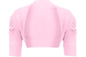 RAGEIT Girls Ruched Sleeve Cropped Bolero Cardigan Shrug