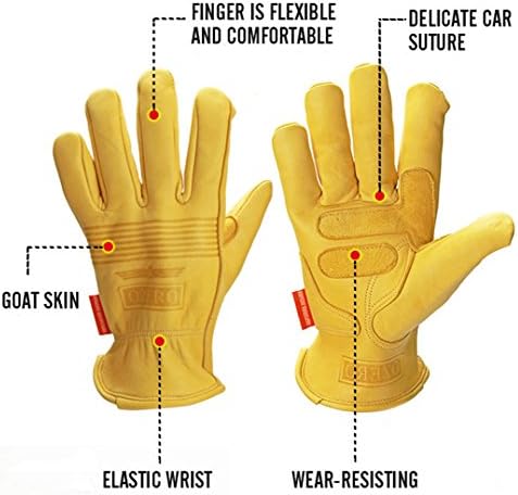 MIGE Man/Womens Sheepskin Retro Riding Gloves,Full Finger Strengthen the Protection,Motorcycle Gloves/Off-road Locomotive Racing Work Gloves/Yellow (L)