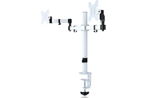 Bracwiser Soporte Monitor Doble para Monitor 13-27 Pulgadas LED LCD, Soporte 2 Monitores de Altura Ajustable, Giro de 360° y Rotación de 180°, VESA 75/100mm, Capacidad de Carga 10KG(Blanco) - MD7442W