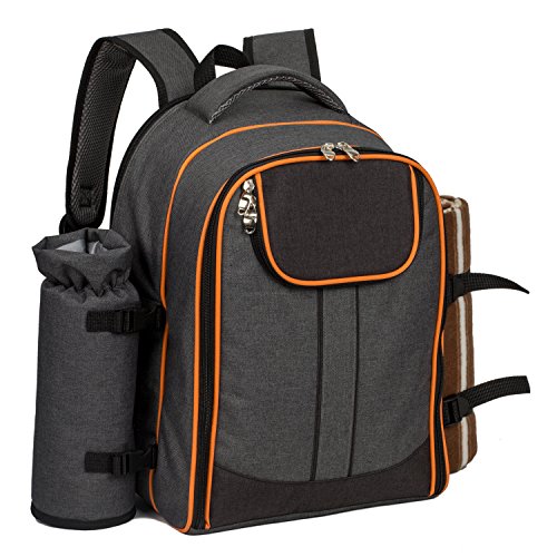 ALLCAMP 4 persona Picnic mochila Hamper - Bolsa isotérmica con vajilla de y manta