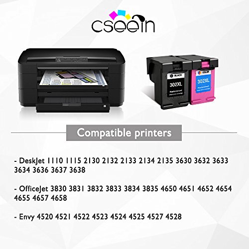 cseein remanufacturados HP 302 XL Cartuchos de tinta color 2PK 1 Black 1 Tri-Color cseein remanufacturados HP 302 XL Cartuchos de tinta color 2PK 1 Black 1 Tri-Color