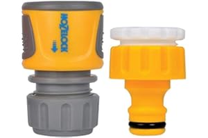 HOZELOCK - Outdoor Tap Connector Kit + Hose Connector ø 12.5 - 15mm (1/2"- 5/8") Soft Touch : For Taps Ø 21 - 26.5 mm (1/2"- 3/4"), Watertight, Non-slip, Easy to Fit [2071 0000]