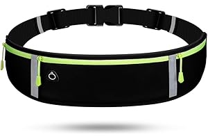 KUZIMUA Riñonera Running, Riñonera Deportiva Mujer Hombre Impermeable con Correa Elástica Ajustable, Cinturon Running Adecuado para Correr, Fitness, Deportes al Aire Libre, Ciclismo, Viajes (Negro)