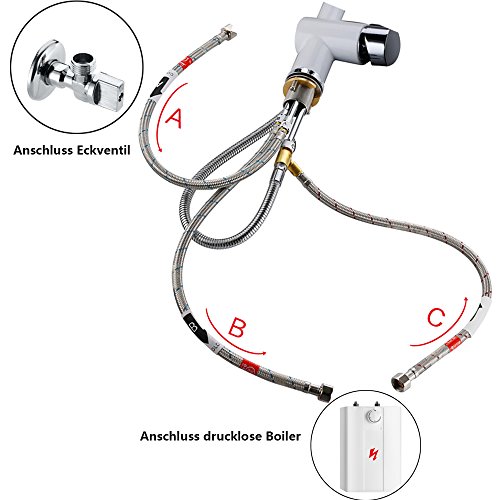 Homelody® Niederdruck Küchenarmatur Wasserhahn herausziehbar armatur mit Brause Niederdruckarmatur Spültischarmatur Einhebelmischer Spültisch Küche Mischbatterie - 3