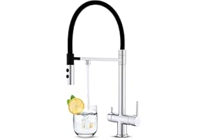KEOKBON 3 Way Tap with Magnetic 2 Functions 360° Swivel Extendable Spout, 3 in 1 Kitchen Sink Mixer Tap for Water Filter, Triflow Kitchen Tap Drinking Water tap with 2 Handles, Chrome