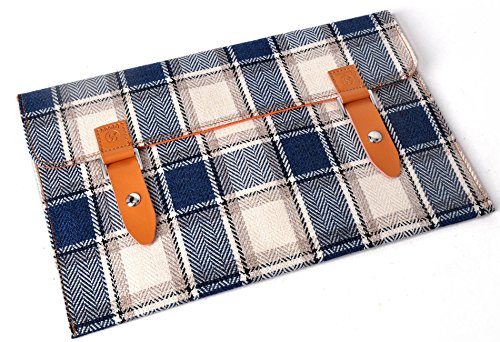 11,6-12,2 Zoll Tablet PC Laptop & Notebook Tweedstoff Tasche Hülle Sleeve Schutzhülle Smart Cover mit edlem Emblem-Verschluss perfekt für Apple MacBook Air 11,6" Microsoft Surface Pro 3 Galaxy Tab Pro 12.2 Ativ Smart Seria 7 Slate XE700 . Asus VivoTab TF 810 F200MA CA LA Acer Iconia Tab Aspire Switch 11 V5 ChromeBook C720 11 + CB 3 One TravelMate X LG TabBook H160 Lenovo IdeaPad Yoga Lynx Flex S20 S30 HP Envy Toshiba WT310 Sony Vaio Tab 11 Stoff 9 (blau kariert)