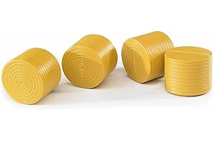 bruder 02344 - 4 balle rotonde, marrone ocra, accessori fasciatore per balle, pressa, azienda agricola