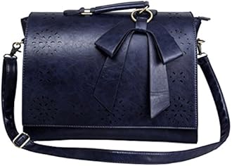 ECOSUSI Synthetic Leather Briefcase Shoulder Laptop Messenger Bag School Satchel Bag Blue Fit 14" Laptop L