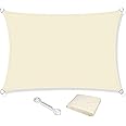 KAHEIGN Sun Shade Sail, 2.5m x 3m Waterproof 98% UV Block Sun Shade Canvas 120gsm Sunscreen Awning Canopy for Outdoor Garden Patio Yard Party (Cream)