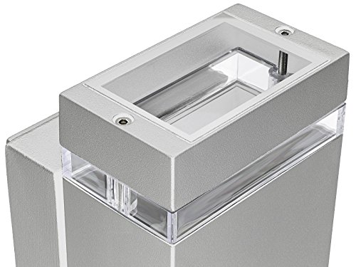 LED Wandlampe up & down Außen-Wandleuchte IP44 Aufbau-Leuchte Alu silber grau, incl. 2x LED Leuchtmittel 5W, 230V GU10 in warm-weiss 3000K - 6