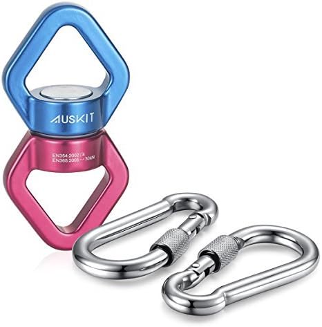 Rotational Device, Smoothest and Safest Swivel 360Â° Rotator, AusKit Shape Swing Spinner (30KN) with 2 FREE Carabiners For Rope Clambing Hammock, Swing Setting, Aerial Dance(Red/Blue)