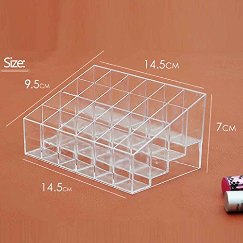 cdet Lippenstift Halter, transparent Kunststoff Trapez 24 Raster Display Ständer Kosmetik Organizer Fall - 2