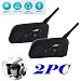Produktbild V6 1200 Meters Drahtlose Bluetooth Sprechanlage Motorrad Sturzhelm Intercom Wasserdicht Winddicht Gegensprechanlage Headset für 6 Reiter Radfahren Skifahren Wintersportarten im Freien(2 Packs)