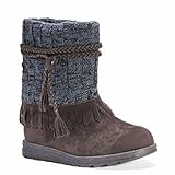 Rihanna Damen Stiefel^100 % Polyester-Fleece^Obermaterial aus Strick und Wildlederimitat^Ziehstil^Zopfkordel und Fransenbesatz^Obermaterial aus Strick und Velourslederimitat