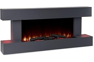 Klarstein Chimenea Electrica, Llama LED con una Potencia de 2000W y Mando a Distancia, Temporizador y Control Automático de Temperatura, Chimenea Interior Casa con Ventilador, Estufas Interior