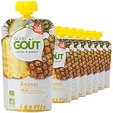 Good Goût - BIO - Purée de Fruits à l'Ananas dès 4 Mois - 8 gourdes de 120g