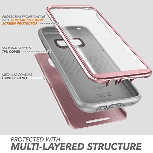 Carcasa Clayco Hera Series Para Galaxy S8 Plus Carcasa Resistente con
Protector de Pantalla Integrado Para Samsung Galaxy S8 Plus Version
2017 Rose-oro