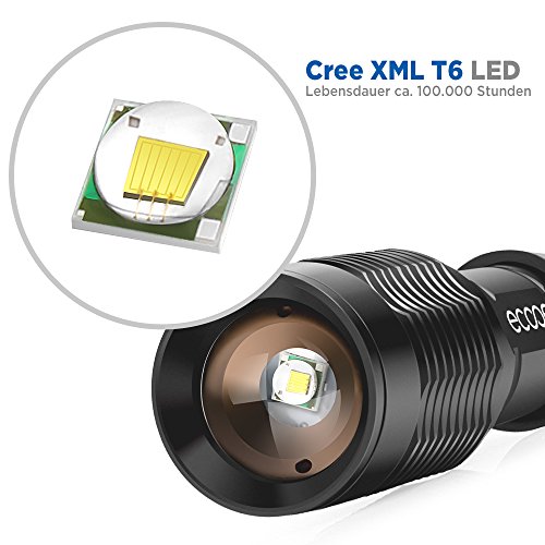Ecooe Cree Taschenlampe Led Wassergeschützt T6 1000 Lumen mit einstellbares Kopfband - 2