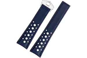 FOUUA Pasek do Zegarka Watch Strap 22mm do TAG Heuer Skórzany Pasek do Zegarka z Niebieskim Czarnym Paskiem do TAG Heuer Carrera Aquarace Monaco