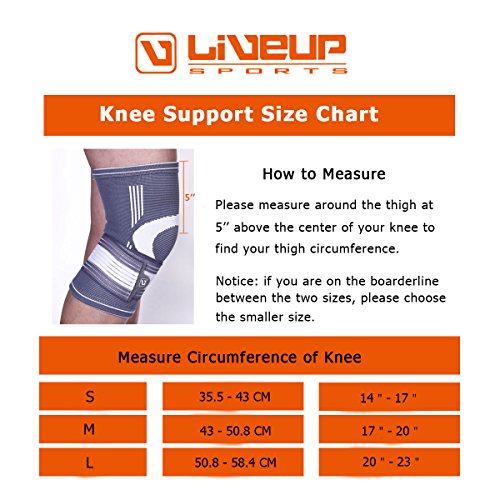 Liveup SPORTS Kompression Kniebandage mit verstellbaren Trägern Elastic Bandage für Arthritis Gelenkschmerzen und Verletzungen Recovery LS5676 - 5