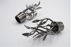 THE POLES & BLINDS OUTLET 28mm Diameter Curtain Pole Finials Ends - Trail Design - Graphite Finish - Pack of 2