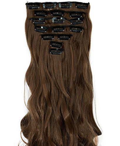 S-noilite® Hot Fashion 17" Curly Clip in Hair Extensions Full Head 8Pcs Hairpiece (Light Brown)