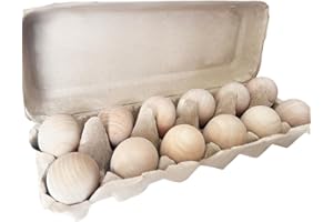 YIHHOW 12Pcs Wooden Eggs for Easter Wood Craft Unpainted Eggs, Kids Easter Party Basket Fillers, Seasonal Decor