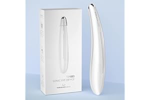 TOUCHBeauty Massaggiatore Occhi Elettrico,Penna Massaggiatore Viso con 40℃ Riscaldamento e Sonico Vibrazione,per Occhiaie Borse Sotto gli Occhi Gonfiore Rimozione Rimuovi Rughe AG-1583A(Bianco)