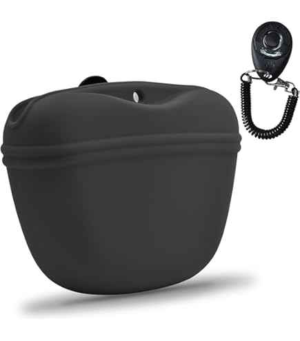 Borsa Snack Per Addestramento Cani 2 Pezzi - Portatile Con Moschettone, 7.5x7.5cm, Lavabile, Nera - Foto 5