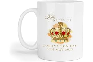 HANDMADE BY STUKK Tasse et dessous-de-verre souvenir du roi Charles III du couronnement britannique