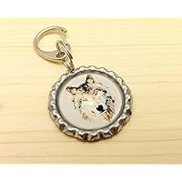 Schlüsselanhänger Kronkorken – Wolf – Cabochon / Glasversiegelung - Handmade