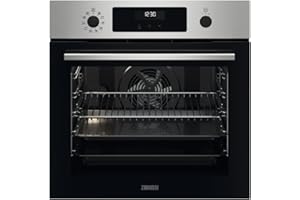 Zanussi ZOPKX6X2 Horno Multifunción con Limpieza Pirolítica, 9 funciones con cavidad XXL, Reloj electrónico + Mandos escamoteables, Antihuellas, Inox, Clase A+, 72 Litros
