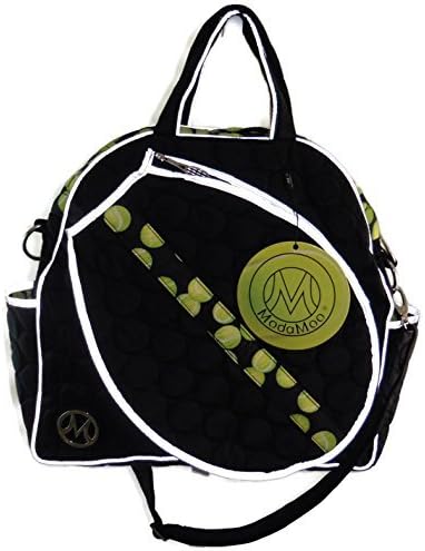 ModaMoo Womens Reflective, Lightweight and Durable, Water and Stain Resistant, Adjustable Crossbody Strap and Carry Handles Tennis Bag, Designed in New York, Black