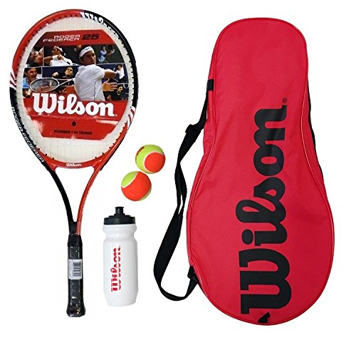 Wilson Kinder Tennisschläger Roger Federer Starter Set, schwarz/rot