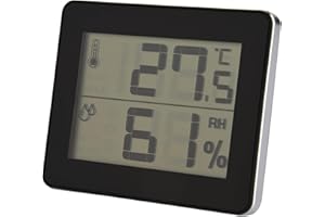 LAZMIN Cyfrowy termostat pokojowy, wewnętrzny zewnętrzny cyfrowy bezprzewodowy termometr pogodowy Czujnik temperatury i wilgotności z dużym wyświetlaczem LCD (czarny)