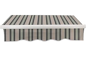 Green Bay 2.5x2m Garden Awning Replacement Fabric Top Cover Front Frill Multi-Stripe