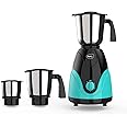 Pigeon Zest Mixer Grinder 3 Speed Control 750 Watt Powerful Copper Motor with 3 Stainless Steel Jars for Dry Grinding, Wet Grinding and Making Chutney and 3 Polycarbonate lids - Blue
